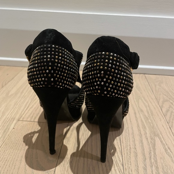 YSL Studded Tribute Sandals Black Suede 38.5 - Picture 4 of 7